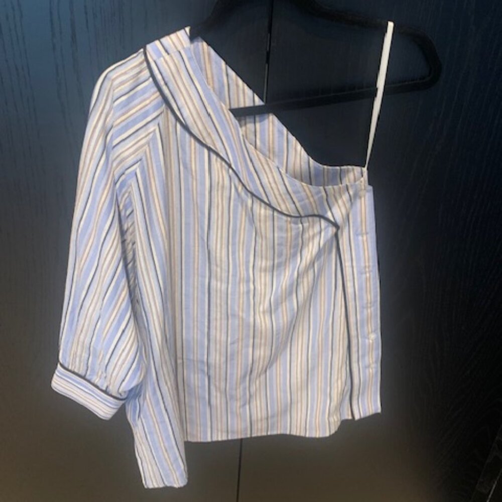 SMYTHE one shoulder striped blouse